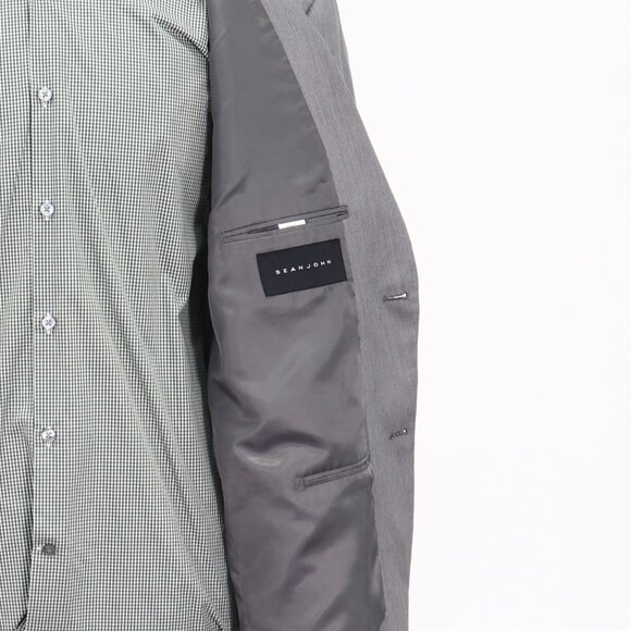 Sean John 48R Gray Solid 2-Button Sport Coat Blazer Jacket T283 - Picture 10 of 11